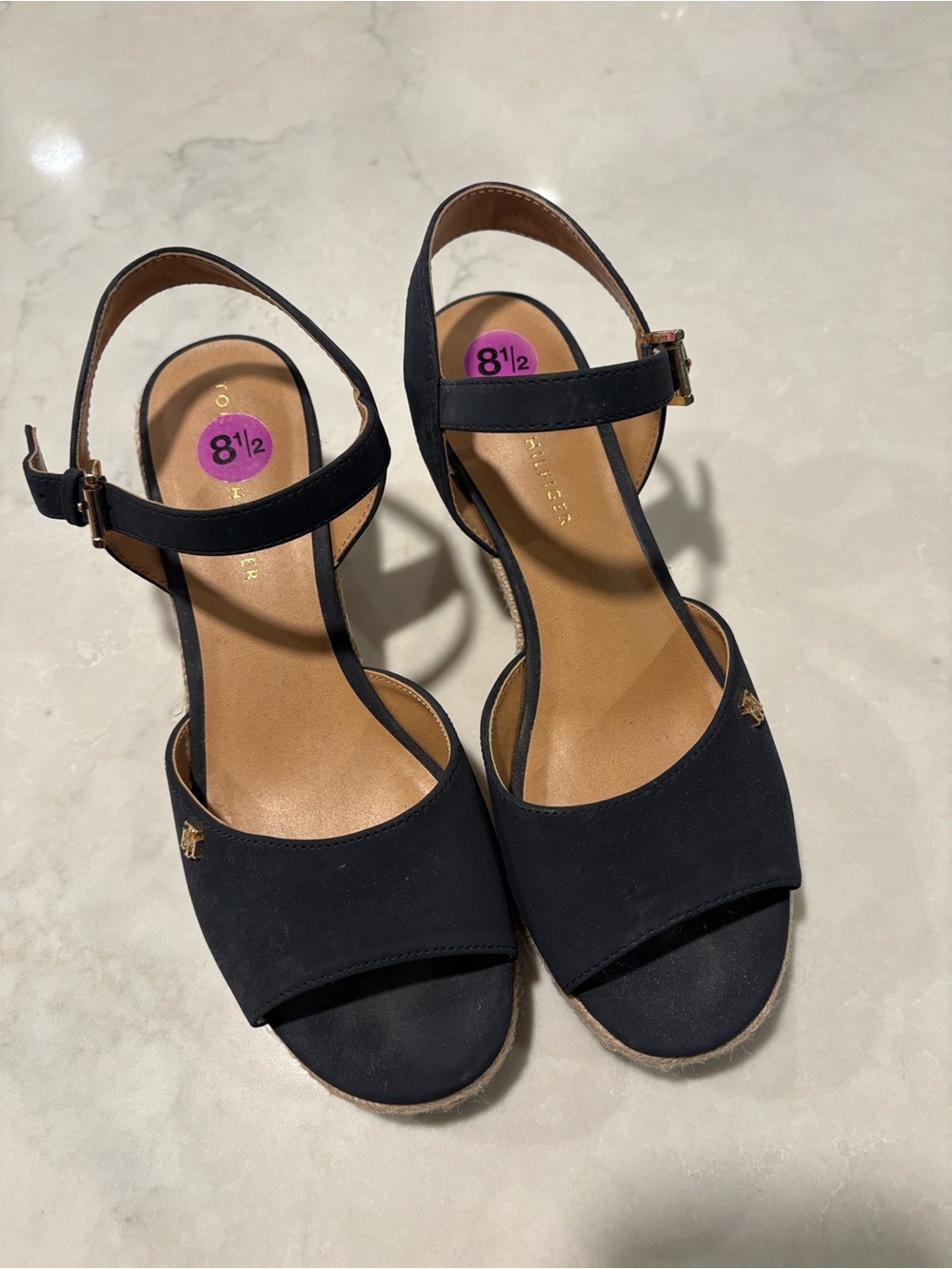 Tommy Hilfiger Blue Wedge Sandals with Ankle Strap | women’s size 8.5